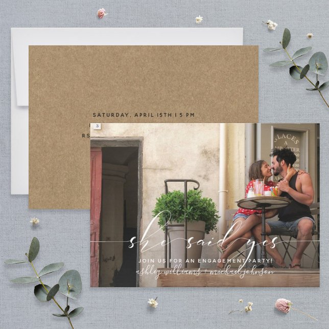 She Said Yes Calligraphy Engagement Party Invite (Creator Uploaded)