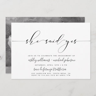 She Said Yes Calligraphy Engagement Party Invite
