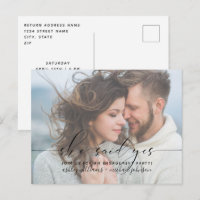 She Said Yes Calligraphy Engagement Party Invite