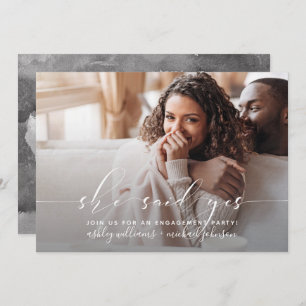 She Said Yes Calligraphy QR Code Engagement Party  Invitation