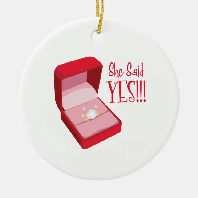 She Said Yes! Ceramic Tree Decoration (Front)