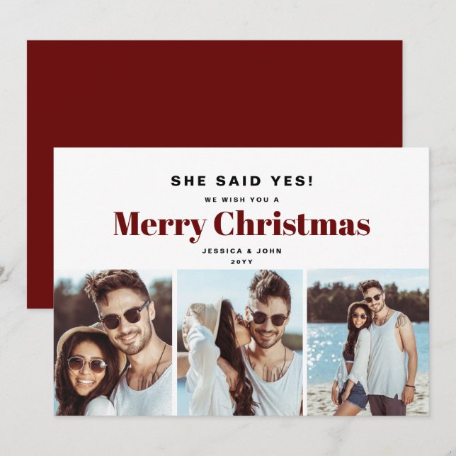  She said yes Christmas Engagement Announcement  (Front/Back)