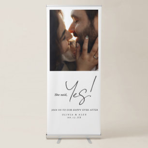 She Said Yes Couple Photo Engagement Sign Banner