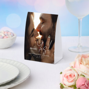 She Said Yes Couple Photo Engagement Sign Tent