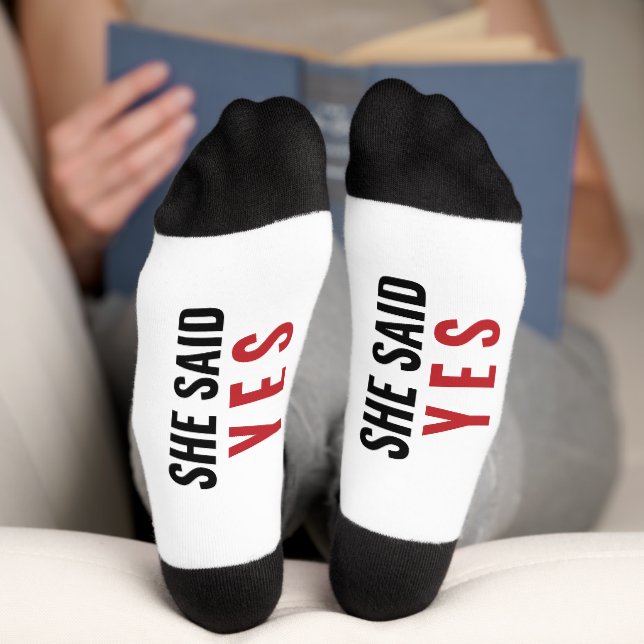 She Said Yes! Custom Name Marriage Proposal Socks (Bottom)
