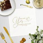 She Said Yes Cute Engagement Party Napkins<br><div class="desc">Cute calligraphy engagement party napkins. Easy to personalise with your details. Please get in touch with me via chat if you have questions about the artwork or need customisation. PLEASE NOTE: For assistance on orders,  shipping,  product information,  etc.,  contact Zazzle Customer Care directly https://help.zazzle.com/hc/en-us/articles/221463567-How-Do-I-Contact-Zazzle-Customer-Support-.</div>