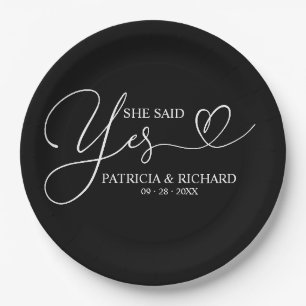 She Said Yes Cute Engagement Party Paper Plate