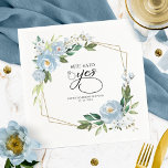 She Said Yes Dusty Blue Geometric Bridal Shower Napkin<br><div class="desc">She Said Yes Dusty Blue Geometric Bridal Shower Napkins</div>