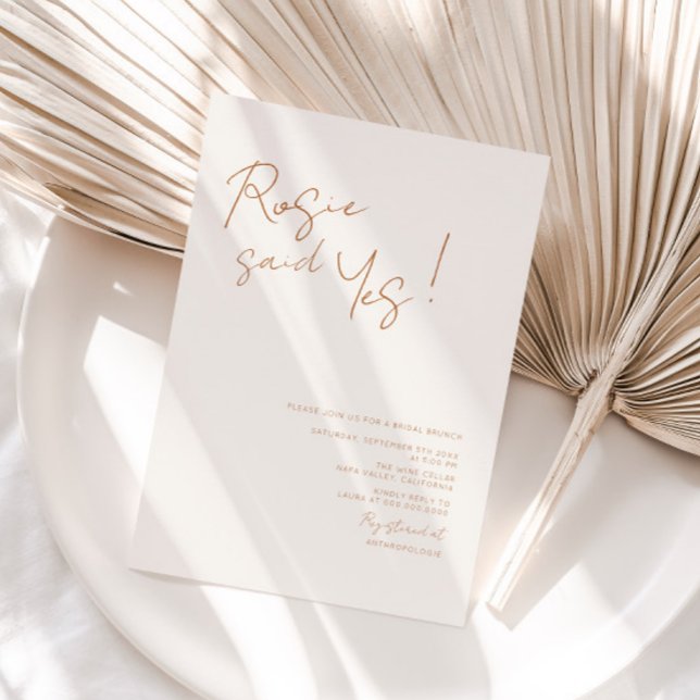 She Said Yes Earthy Boho Bridal Shower Invitation (Creator Uploaded)