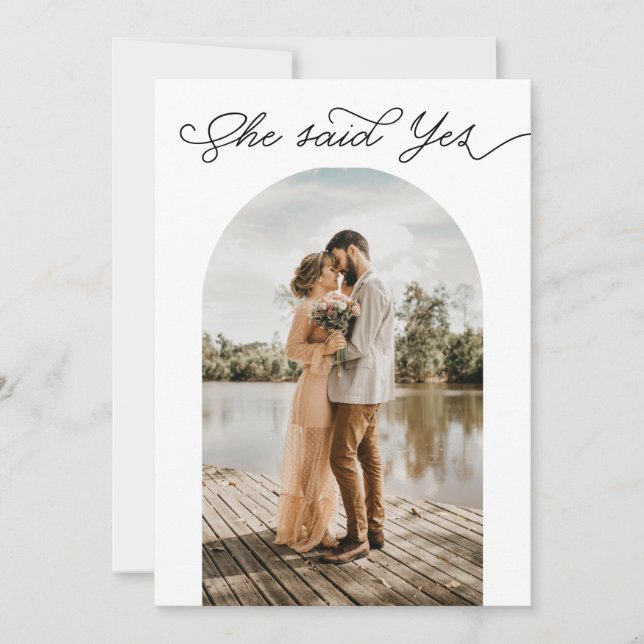 She Said Yes Engaged Couple Photo Wedding Shower Invitation (Front)