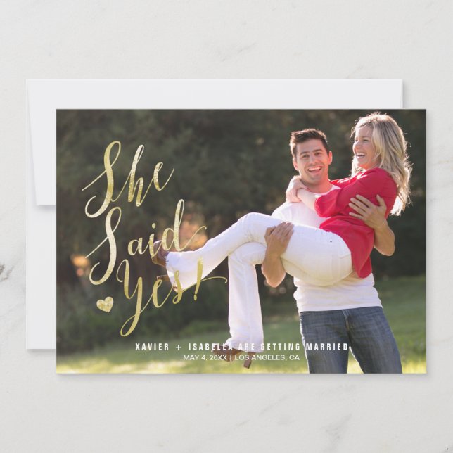 She Said Yes! Engagement Announcement (Front)