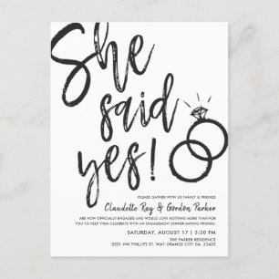 She Said Yes! Engagement Dinner with Friends Pos Invitation Postcard