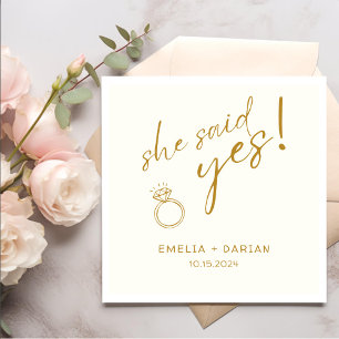 She Said Yes Engagement Party Dusty Yellow Napkin