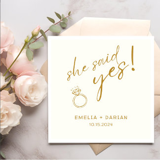 She Said Yes Engagement Party Dusty Yellow Napkin