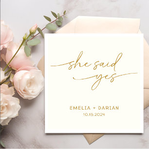 She Said Yes Engagement Party Dusty Yellow Napkin