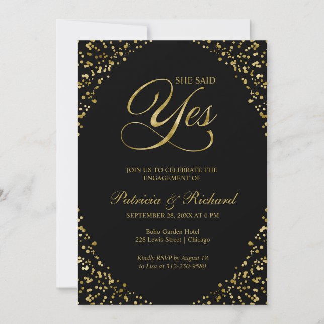 She Said Yes Engagement Party Invitation (Front)