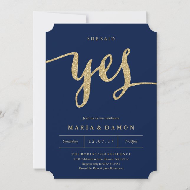 She Said Yes Engagement Party Invitation (Front)