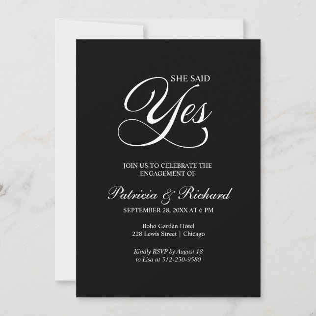 She Said Yes Engagement Party Invitation (Front)