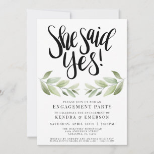She Said Yes Engagement Party Invitation