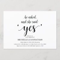 She said yes, Engagement Party invites