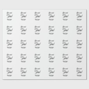 She said yes engagement party name date simple min wrapping paper