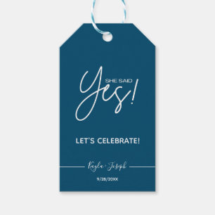 She said Yes Engagement Party Navy Gift Tag