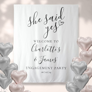 She Said Yes Engagement Party Photo Prop Tapestry