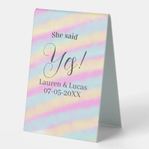 She said yes engagement party pink blue yellow ste