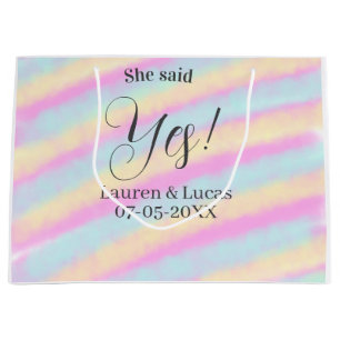 She said yes engagement party pink blue yellow ste large gift bag
