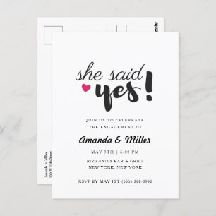 She Said Yes Engagement Party  Postcard