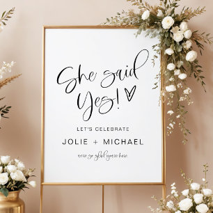 She Said Yes Engagement Party Welcome Poster