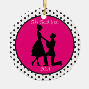She Said Yes Engagement Personalised Ornament