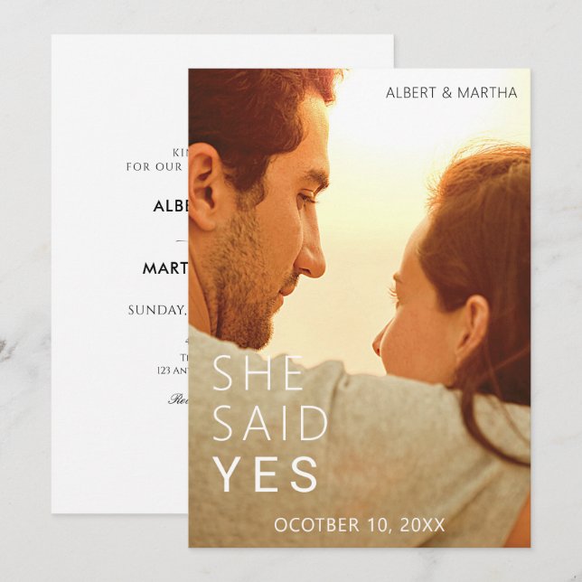She said yes Engagement photo  Invitation (Front/Back)
