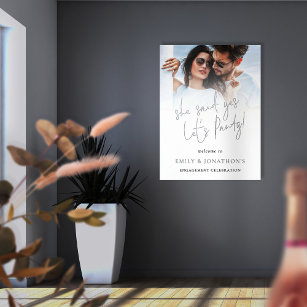 She Said Yes Engagement Photo Overlay Script Real Foil Prints