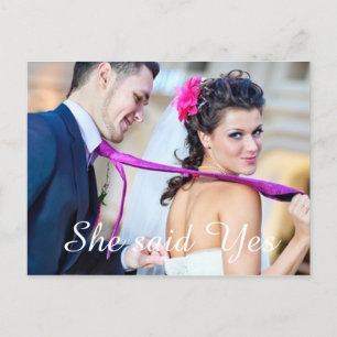 She said Yes Fancy Photo Save the Date Announcement Postcard