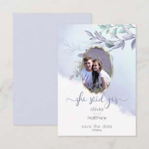She Said Yes Floral Oval Save the Date Invitation