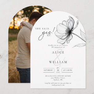 She Said Yes Floral Photo Engagement Party Arch Invitation