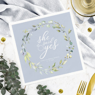 She Said Yes Greenery Eucalyptus Bridal Shower Nap Napkin
