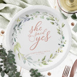 She Said Yes Greenery Eucalyptus Bridal Shower Paper Plate<br><div class="desc">She Said Yes Greenery Eucalyptus Bridal Shower Paper Plate</div>