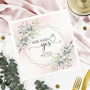 She Said Yes Greenery Geometric Bridal Shower Napk Napkin