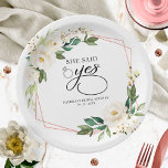 She Said Yes Greenery Geometric Bridal Shower Pape Paper Plate<br><div class="desc">She Said Yes Greenery Geometric Bridal Shower Paper Plate</div>