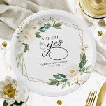 She Said Yes Greenery Geometric Bridal Shower Paper Plate<br><div class="desc">She Said Yes Greenery Geometric Bridal Shower Paper Plate</div>