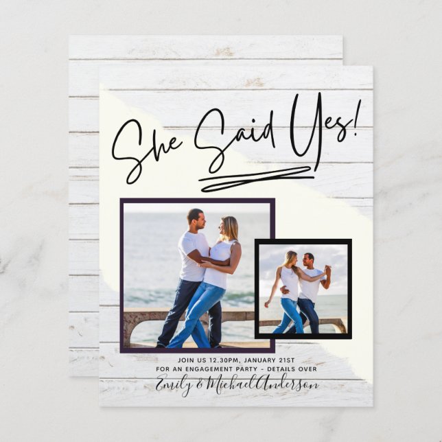 She Said Yes! handwritten Photo Engagement Party (Front/Back)