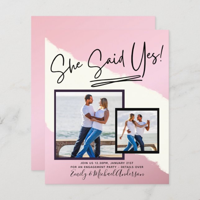 She Said Yes! handwritten Photo Engagement Party (Front/Back)