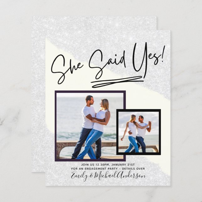 She Said Yes! handwritten Photo Engagement Party (Front/Back)
