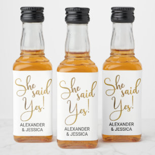 She Said Yes Liquor Bottle Label