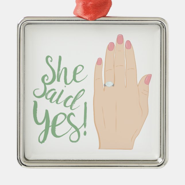 She Said Yes Metal Tree Decoration (Front)