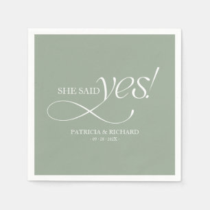 She Said Yes Modern Minimalist Engagement Party Napkin