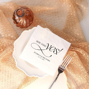 She Said Yes Modern Minimalist Engagement Party Napkin
