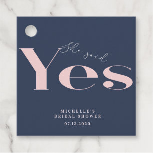 She said yes modern typography bridal shower favour tags